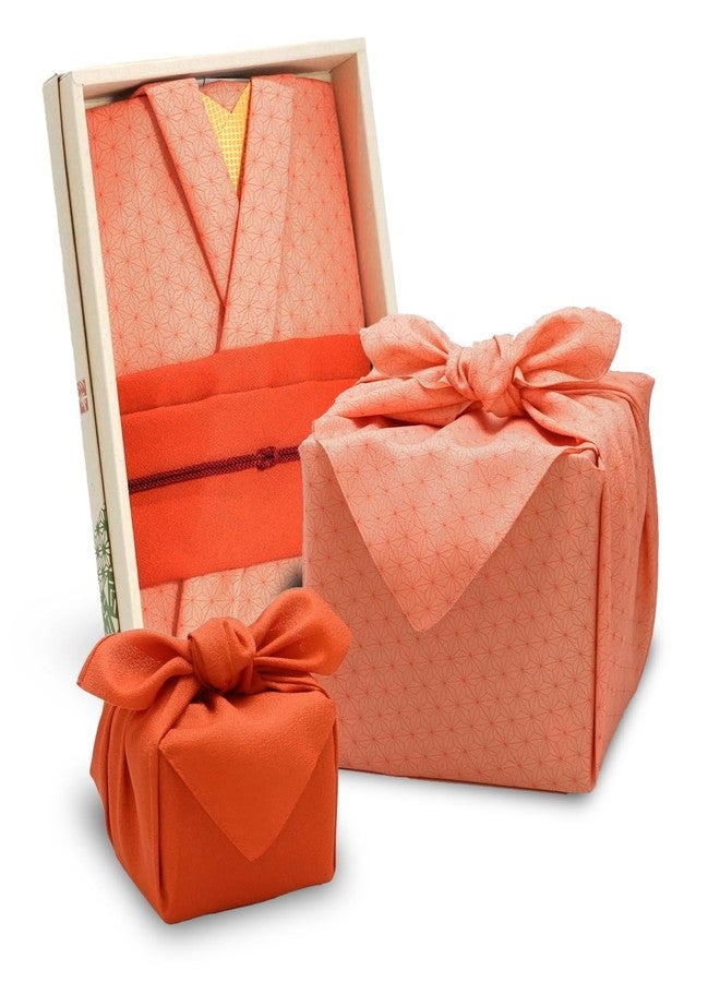 COTONOHA Kyoto Saibi Kimono Style Furoshiki & Small Furoshiki Set -Japanese wrapping cloth- For Gift Bag (Double-Sided Dyeing Vermilion) - Image 1